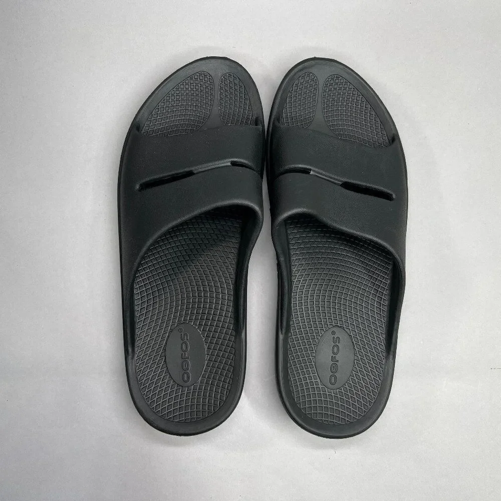 Oofos OOahh Sandals Men's Size‎ 10 Black Running Recovery Active Beach Slides